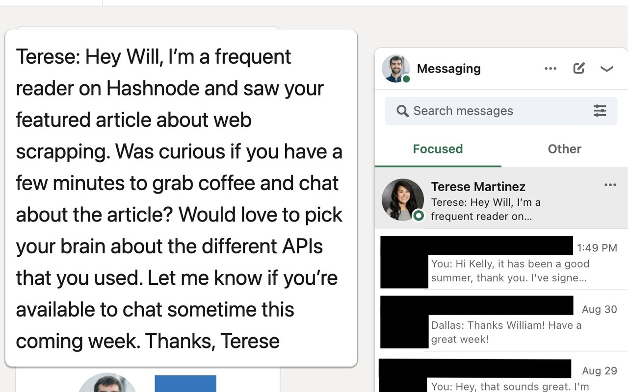 LinkedIn Message Preview